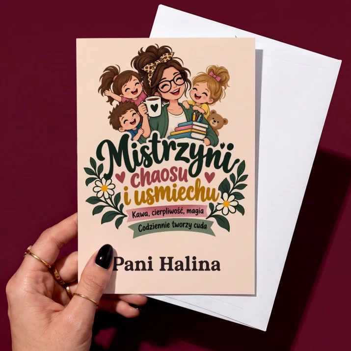 Kartka Personalizowana Na Dzień Nauczyciela W Przedszkolu Prezent Dla Nauczyciela Kobiety: Mistrzyni Chaosu I
