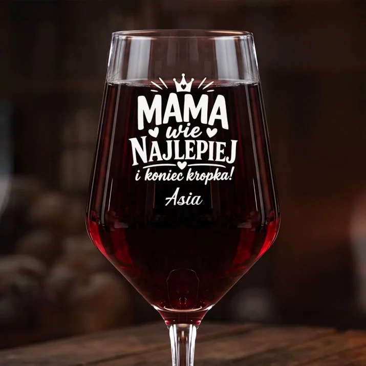 Mega Kieliszek Do Wina z Grawerem Dla Mamy Prezent Na Dzień Mamy Dla Kobiety: Mama Wie Najlepiej Mega Kieliszek Do Wina z Grawerem Dla Mamy Prezent Na Dzień Mamy Dla Kobiety: Mama Wie Najlepiej