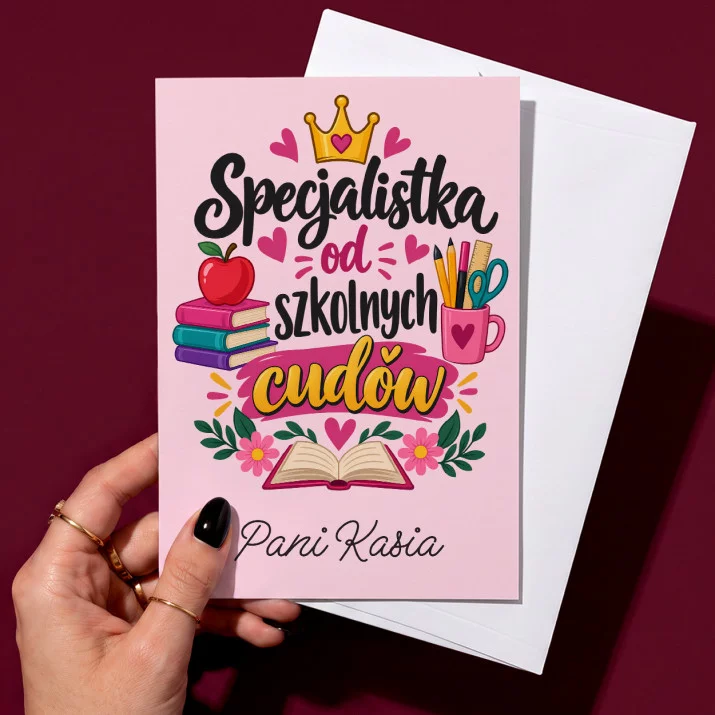 Kartka Personalizowana Na Dzień Nauczyciela Prezent Dla Nauczyciela Kobiety: Specjalistka Od Szkolnych