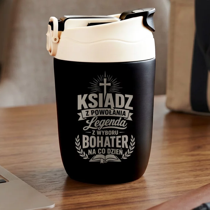 Kubek Termiczny Dla Księdza Prezent Dla Mężczyzny: Ksiądz Legenda Bohater