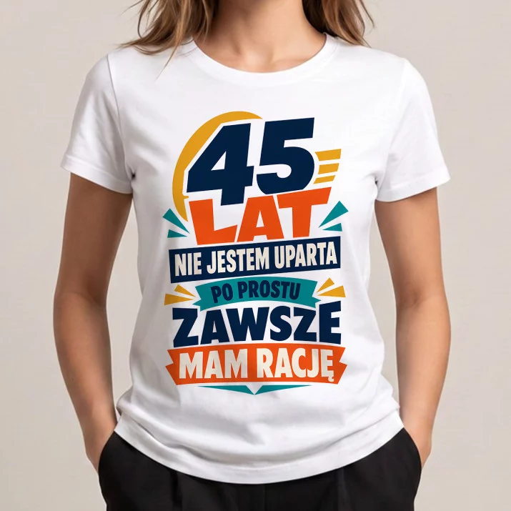 Koszulka Damska Biała Na 45 Urodziny Prezent Dla Kobiety: Nić Wspomnień