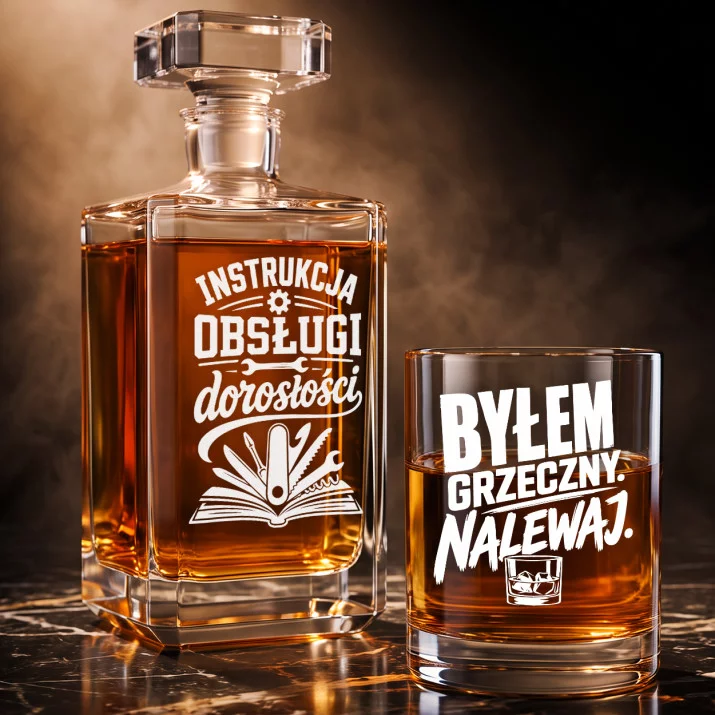 Zestaw Do Whisky Na Mikołajki Prezent Dla Mężczyzny: Męski Humor Typograficzny