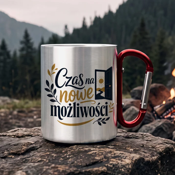 Kubek Metalowy z Karabińczykiem Na Odejście Z Pracy Prezent Dla Kobiety: Nowy Rozdział Życia