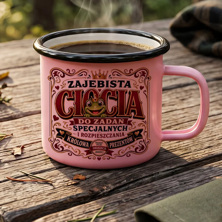 Kubek Emaliowany Dla Cioci Prezent Dla Kobiety: Zajebista Ciocia Do Zadań Kubek Emaliowany Dla Cioci Prezent Dla Kobiety: Zajebista Ciocia Do Zadań
