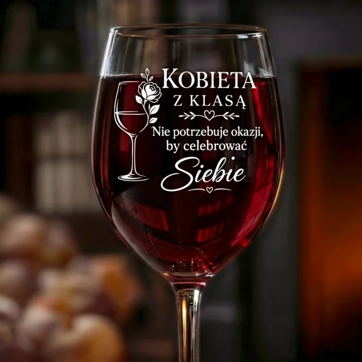 Kieliszek Do Wina Na Urodziny Prezent Dla Kobiety: Kobieta Z Klasą Kieliszek Do Wina Na Urodziny Prezent Dla Kobiety: Kobieta Z Klasą