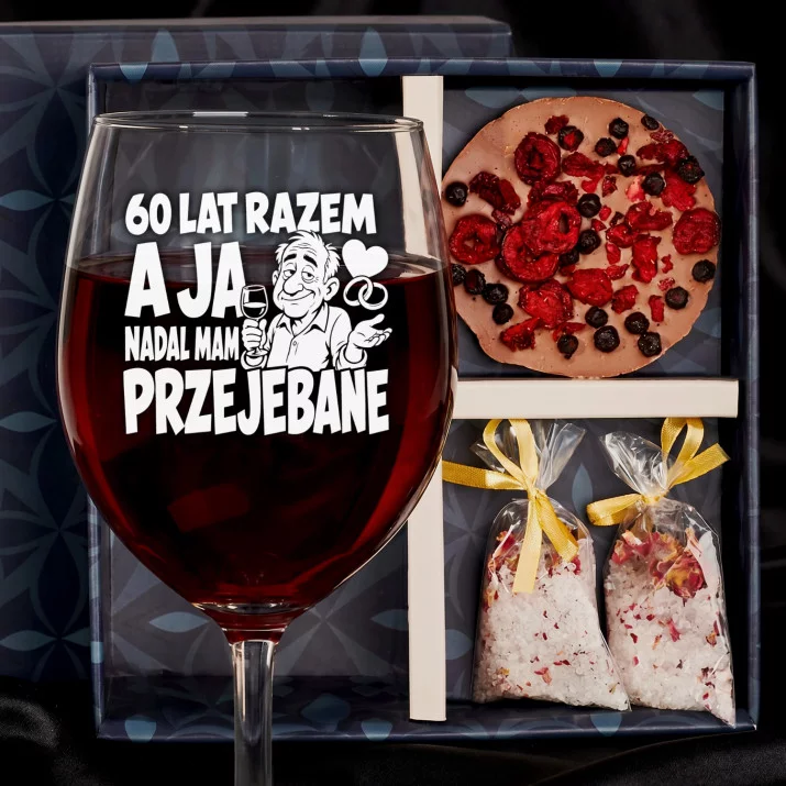 Zestaw Prezenowy Z Kieliszkiem Do Wina Na 60 Rocznicę Ślubu: 60 Lat Razem