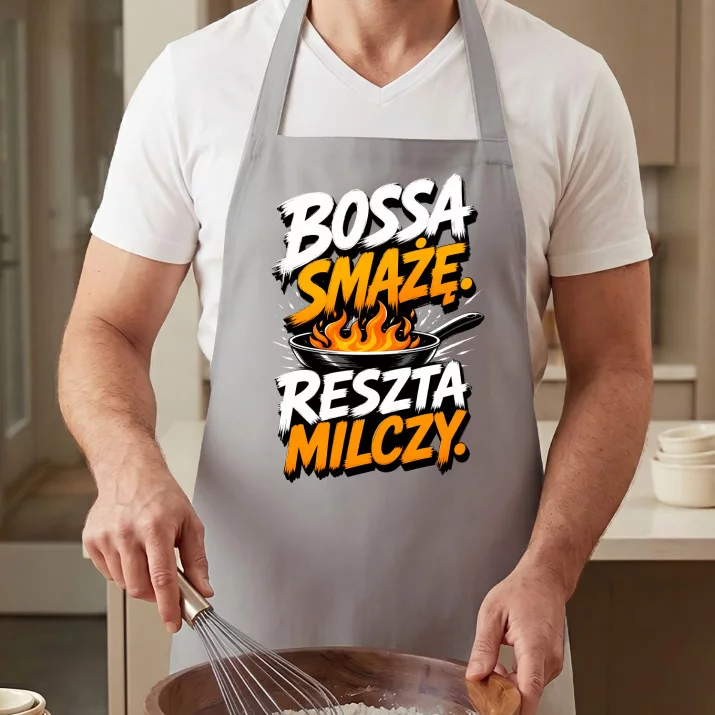 Fartuch Dla Gracza Prezent Dla Mężczyzny: Bossa Smażę. Reszta Milczy.
