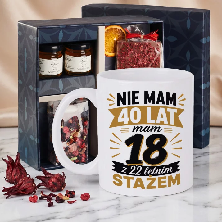 Zestaw Prezenowy Z Kubkiem Na 40 Urodziny: Nie Mam 40 Mam 18