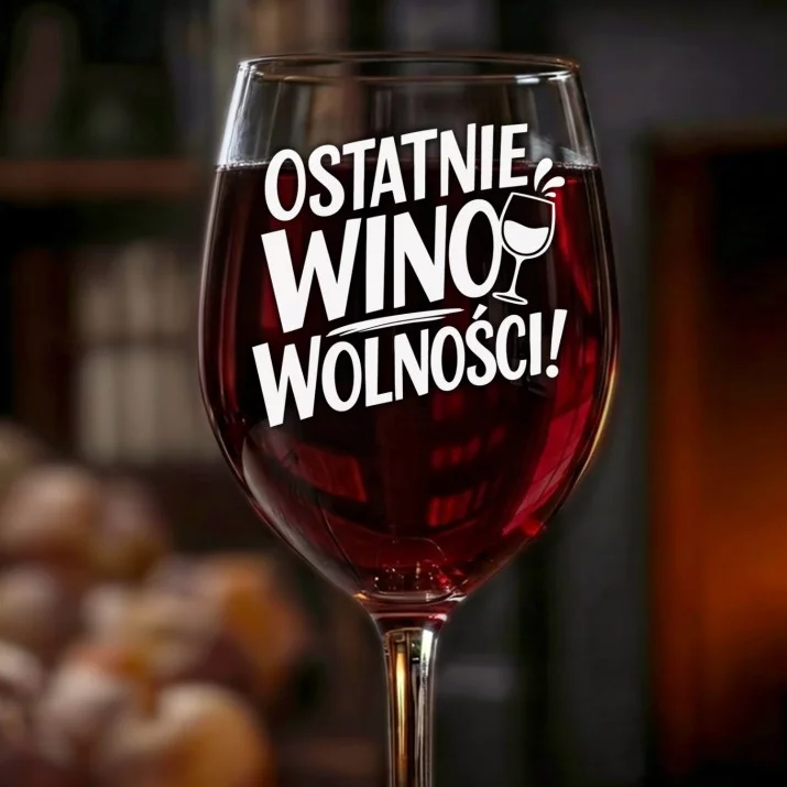 Kieliszek Do Wina Na Panieński Prezent Dla Kobiety: Ostatnie Wino Wolności Kieliszek Do Wina Na Panieński Prezent Dla Kobiety: Ostatnie Wino Wolności