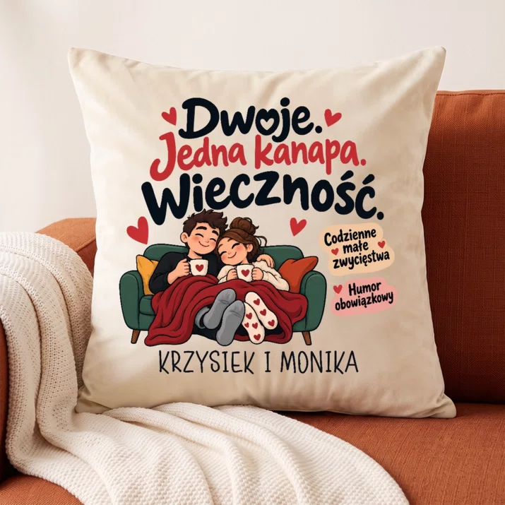 Poduszka Dekoracyjna Dla Dwojga Prezent Dla Pary: Dwoje. Jedna Kanapa