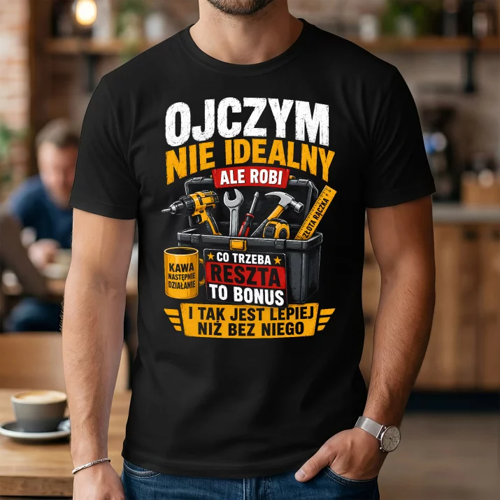 Koszulka Męska Dla Ojczyma Prezent Na Dzień Ojca Dla Mężczyzny: Nie Idealny