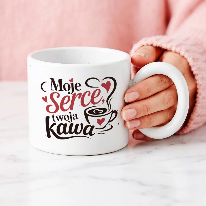 Kubek Z Okrągłym Uchem Na Walentynki Prezent Na Rocznicę Dla Kobiety: Kawowy Flirt