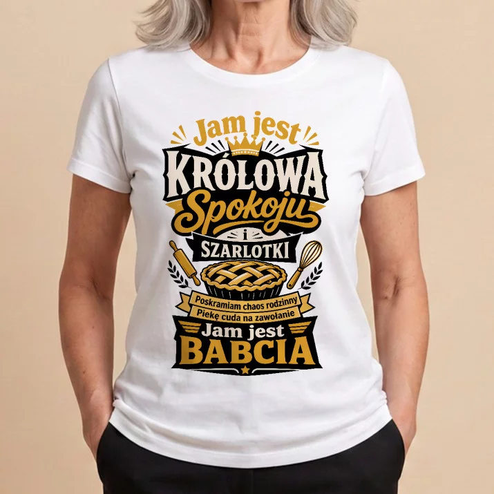 Koszulka Damska Biała Dla Babci Prezent Na Dzień Babci Dla Kobiety: Korona Babci