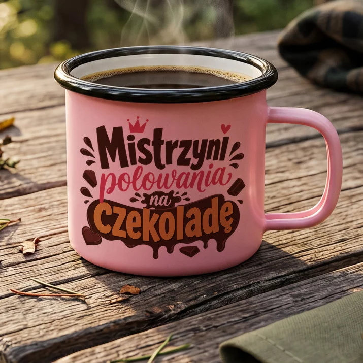 Kubek Emaliowany Na Wielkanoc Prezent Dla Kobiety: Czekoladowe Łowy Kubek Emaliowany Na Wielkanoc Prezent Dla Kobiety: Czekoladowe Łowy
