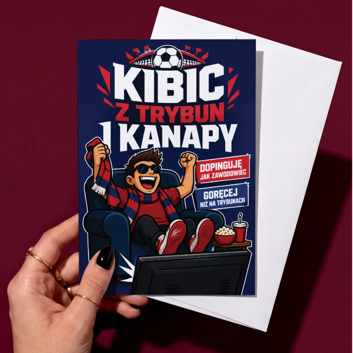 Kartka z Życzeniami Dla Kibica Dla Mężczyzny: Trybuna I Kanapa Kartka z Życzeniami Dla Kibica Dla Mężczyzny: Trybuna I Kanapa