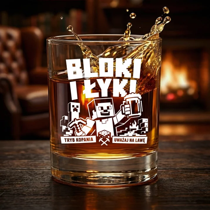 Szklanka Do Whisky Dla Fana Minecrafta Prezent Dla Mężczyzny: Bloki I Łyki