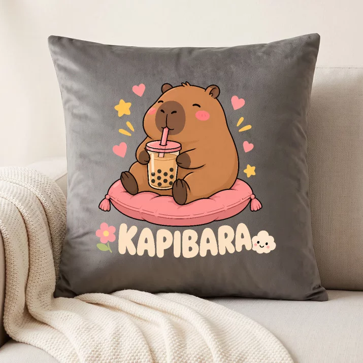Poduszka Dekoracyjna Dla Dziewczyny Prezent Na Dzień Dziewczyny Dla Kobiety: Kapibara Z Bubble Tea Poduszka Dekoracyjna Dla Dziewczyny Prezent Na Dzień Dziewczyny Dla Kobiety: Kapibara Z Bubble Tea