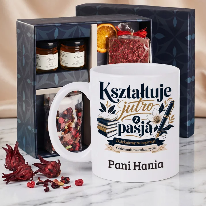 Zestaw Prezenowy z Kubkiem Na Dzień Nauczyciela Dla Nauczyciela Kobiety: Kształtuje Jutro Z Pasją
