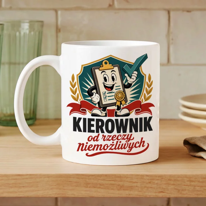 Kubek Z Nadrukiem Dla Kierownika Prezent Dla Mężczyzny: Od Rzeczy Niemożliwych Kubek Z Nadrukiem Dla Kierownika Prezent Dla Mężczyzny: Od Rzeczy Niemożliwych