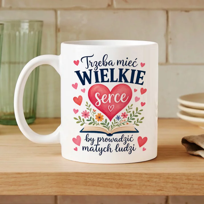 Kubek Z Nadrukiem Dla Nauczycielki Prezent Na Dzień Nauczyciela Dla Kobiety: Wielkie Serce Do Małych Ludzi Kubek Z Nadrukiem Dla Nauczycielki Prezent Na Dzień Nauczyciela Dla Kobiety: Wielkie Serce Do Małych Ludzi