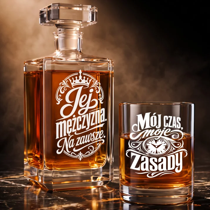 Zestaw Do Whisky Na Walentynki Prezent Na Rocznicę Dla Mężczyzny: Jej Mężczyzna. Na Zawsze.