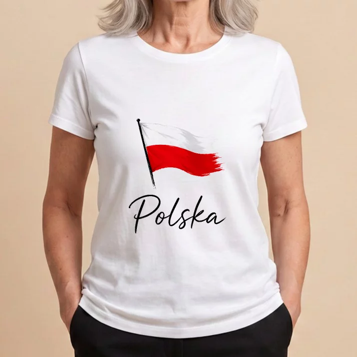 Koszulka Damska Biała Dla Kobiety Prezent Dla Kobiety: Polska