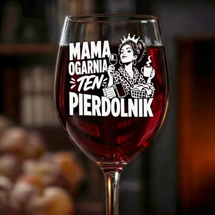 Kieliszek Do Wina Na Dzień Mamy Prezent Dla Mamy Kobiety: Mama Ogarnia