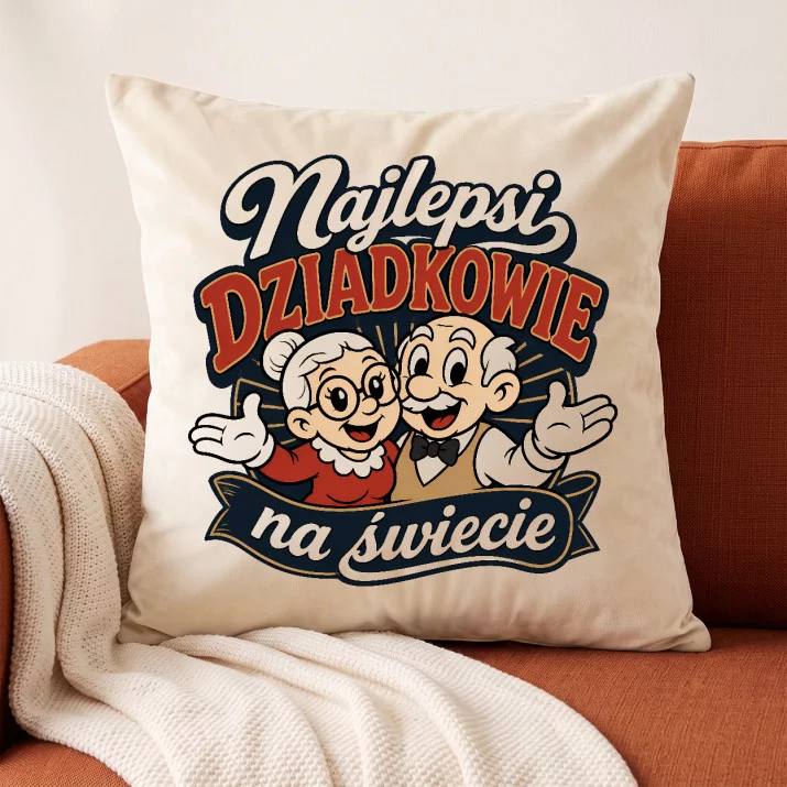 Poduszka Dekoracyjna Dla Babci i Dziadka Prezent Na Dzień Babci i Dziadka Dla Pary: Złote Chwile Dziadków