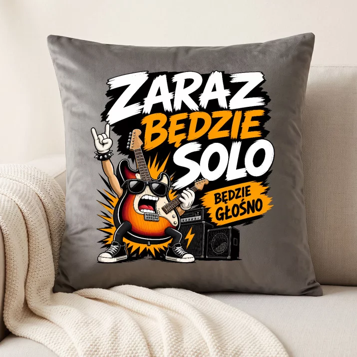 Poduszka Dekoracyjna Dla Gitarzysty Prezent Dla Mężczyzny: Zaraz Będzie Solo