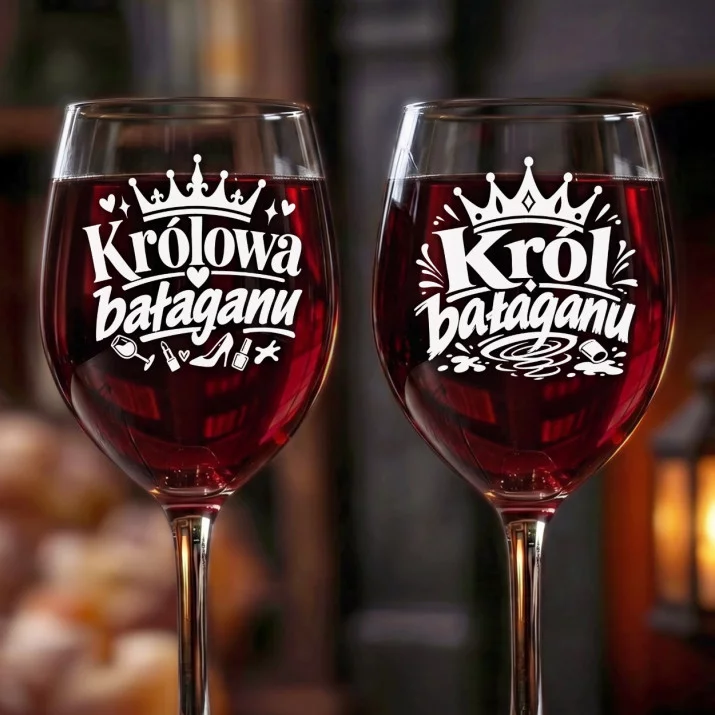 Dwa Kieliszki Do Wina Dla Pary Prezent Dla Pary: Królewska Para Dwa Kieliszki Do Wina Dla Pary Prezent Dla Pary: Królewska Para