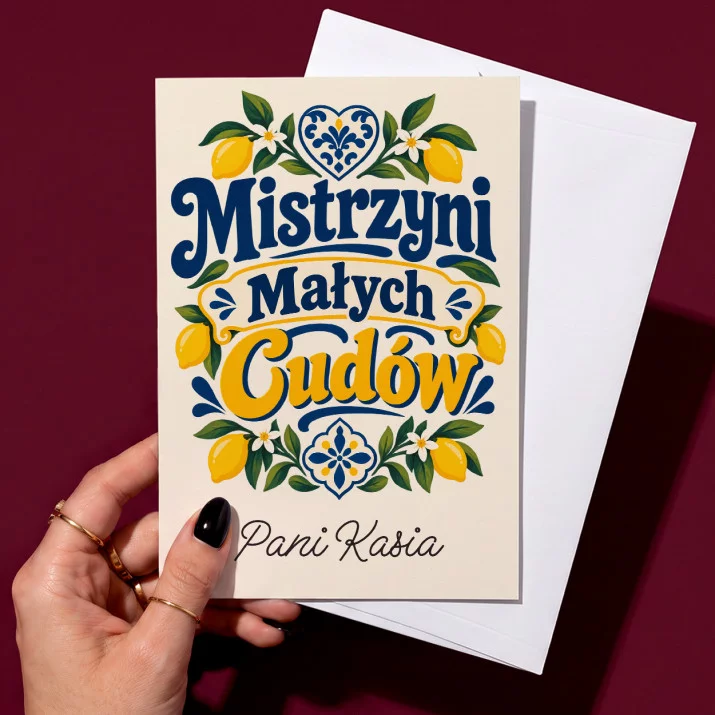 Kartka Personalizowana Dla Nauczyciela Przedszkola Prezent Dla Mężczyzny: Mistrzyni Małych Cudów
