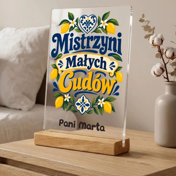 Druk Na Szkle Dla Nauczyciela Przedszkola Prezent Dla Mężczyzny: Mistrzyni Małych Cudów