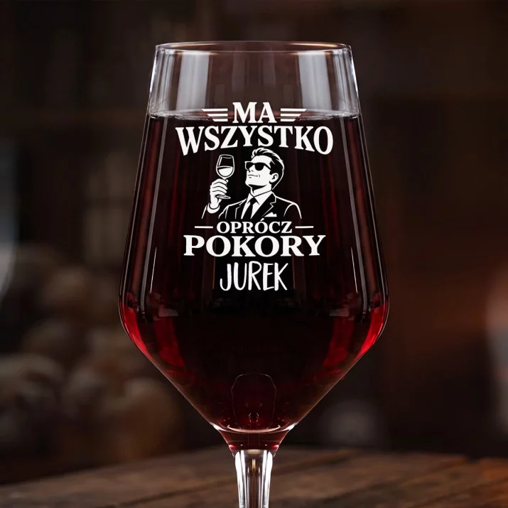 Mega Kieliszek Do Wina z Grawerem Dla Faceta Który Ma Wszystko Prezent Dla Mężczyzny: Ma Wszystko Oprócz Pokory Mega Kieliszek Do Wina z Grawerem Dla Faceta Który Ma Wszystko Prezent Dla Mężczyzny: Ma Wszystko Oprócz Pokory
