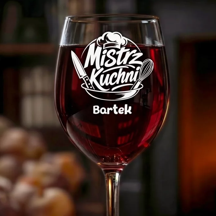Kieliszek Do Wina z Grawerem Dla Kucharza Prezent Dla Mężczyzny: Mistrz Kuchni