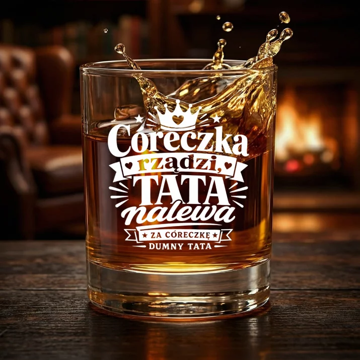 Szklanka Do Whisky Na Narodziny Dziewczynki Prezent Dla Mężczyzny: Córeczka Rządzi, Tata Nalewa