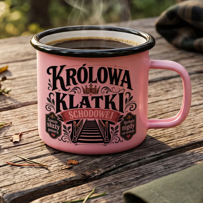 Kubek Emaliowany Dla Sąsiadki Prezent Dla Kobiety: Sąsiedzka Królowa Kubek Emaliowany Dla Sąsiadki Prezent Dla Kobiety: Sąsiedzka Królowa
