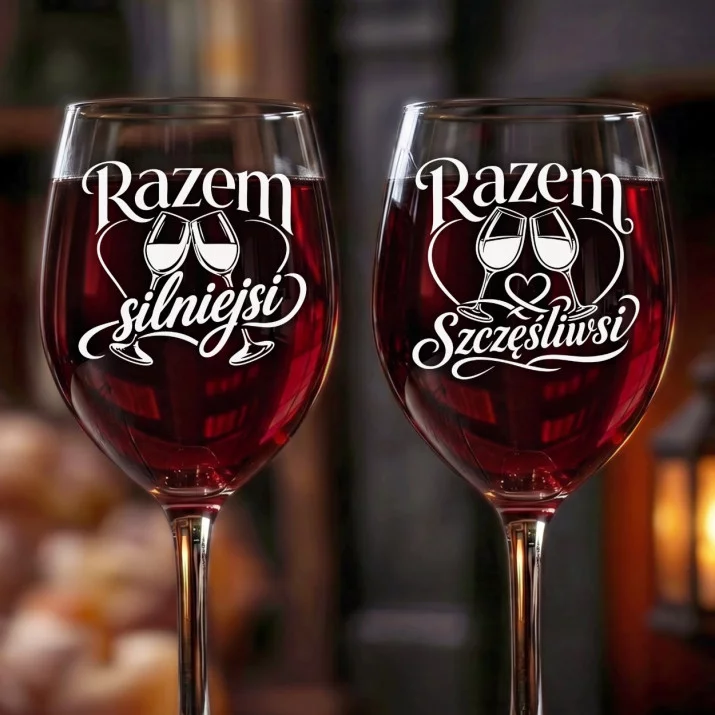 Dwa Kieliszki Do Wina Dla Pary Prezent Dla Pary: Razem Na Zawsze