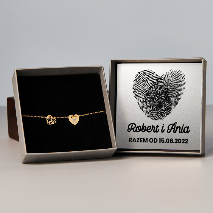 Fingerprints - Bransoletka pozłacana dwa serca