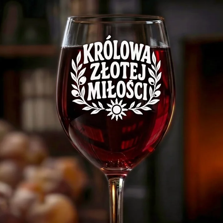 Kieliszek Do Wina Na 50 Rocznicę Ślubu Prezent Dla Kobiety: Złota Miłość Kieliszek Do Wina Na 50 Rocznicę Ślubu Prezent Dla Kobiety: Złota Miłość