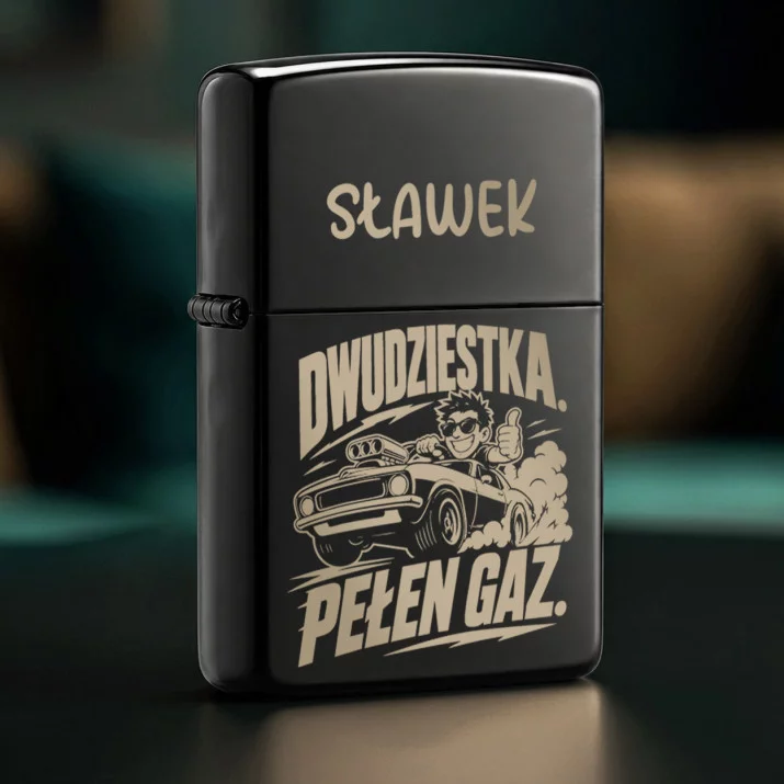Zapalniczka z Grawerem Na 20 Urodziny Prezent Dla 20 Latka Mężczyzny: Dwudziestka. Pełen Gaz