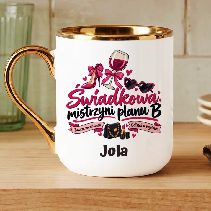 Kubek Personalizowany Dla Świadkowej Prezent Dla Kobiety: Świadkowa: Mistrzyni Kubek Personalizowany Dla Świadkowej Prezent Dla Kobiety: Świadkowa: Mistrzyni