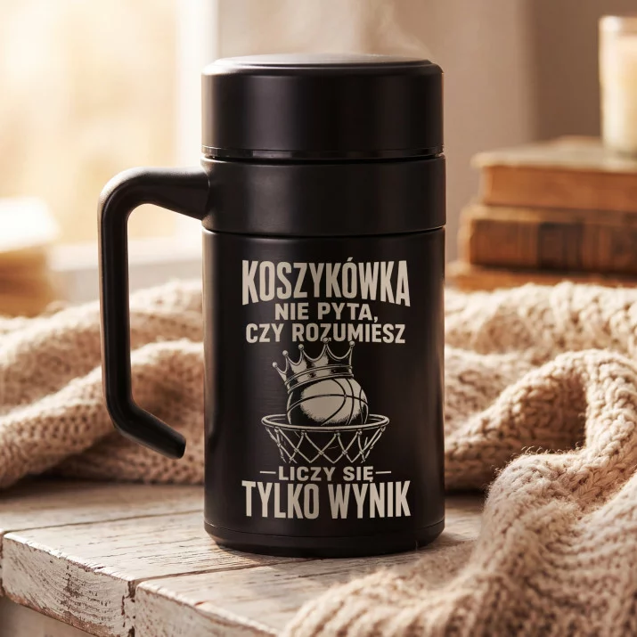 Kubek Termiczny Z Grawerem Dla Fana Koszykówki Prezent Dla Mężczyzny: Koszykówka, Tylko Wynik