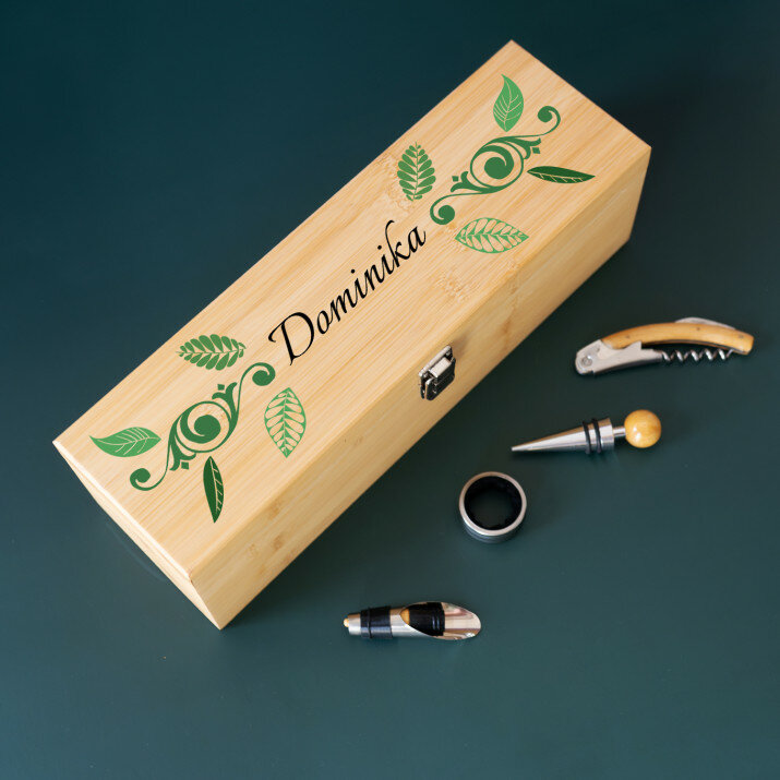 Floral - Skrzynka na wino z akcesoriami