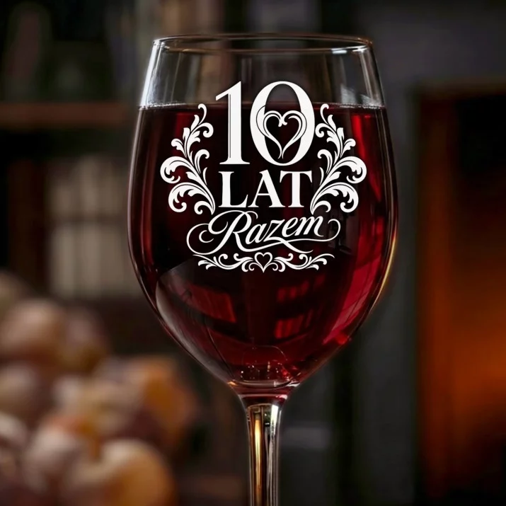 Kieliszek Do Wina Na 10 Rocznicę Ślubu Prezent Dla Kobiety: 10 Lat Razem - Ornament Kieliszek Do Wina Na 10 Rocznicę Ślubu Prezent Dla Kobiety: 10 Lat Razem - Ornament