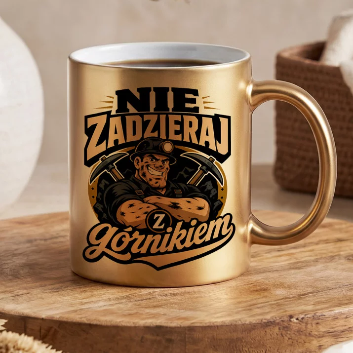 Złoty Kubek Na Barbórkę Prezent Dla Górnika Mężczyzny: Kopalniany Król