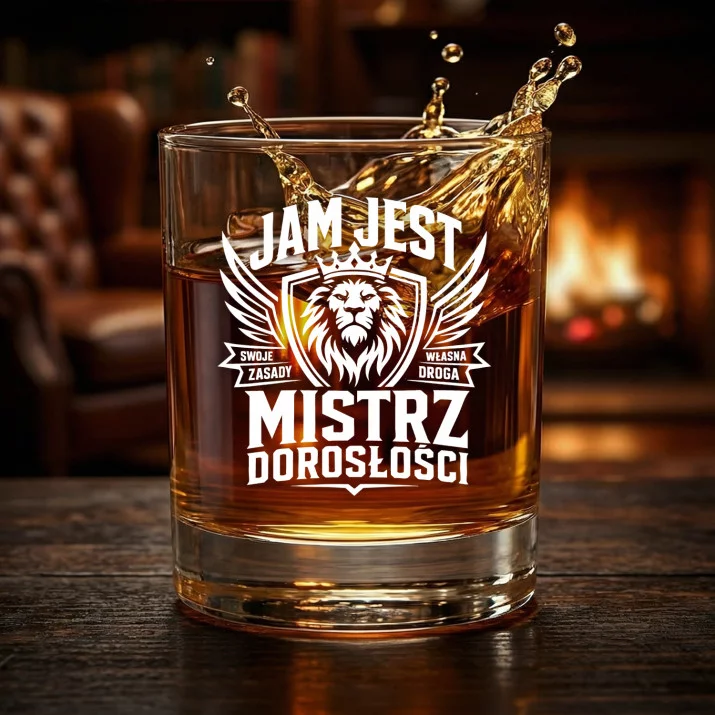 Szklanka Do Whisky Na 18 Urodziny Prezent Dla Mężczyzny: Jam Jest Mistrz Dorosłości