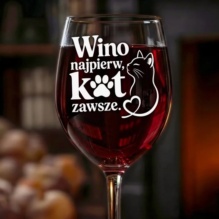 Kieliszek Do Wina Dla Kociary Prezent Dla Kobiety: Wino Najpierw Kot Zawsze