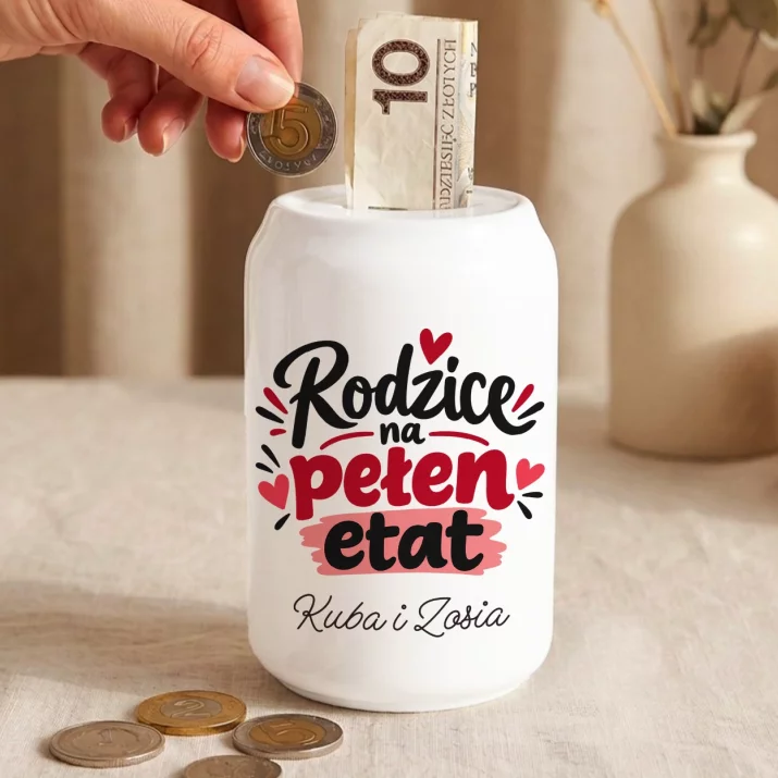 Skarbonka Dla Rodziców Prezent Dla Pary: Rodzice Na Pełen Etat Skarbonka Dla Rodziców Prezent Dla Pary: Rodzice Na Pełen Etat