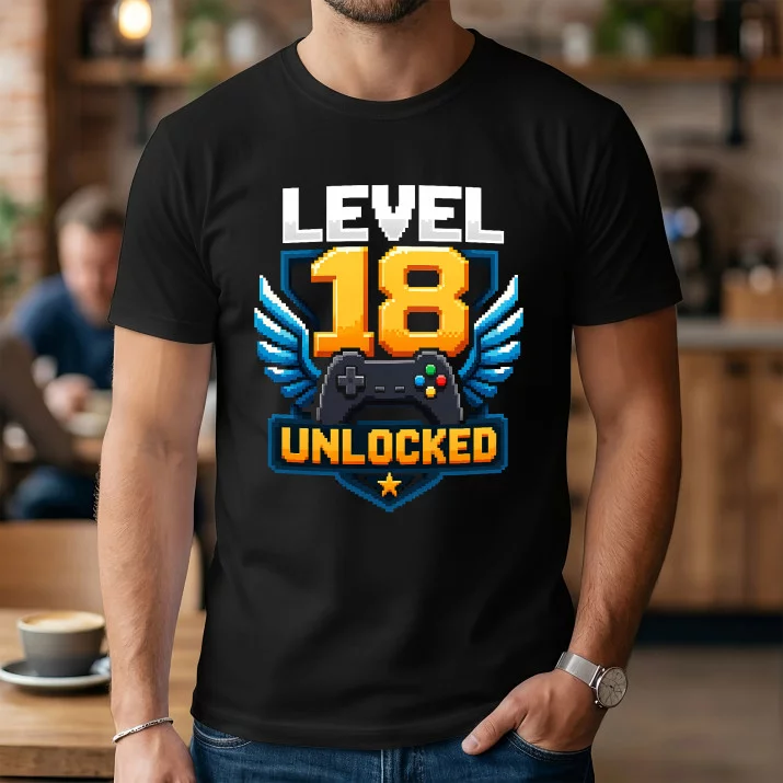 Koszulka Męska Na 18 Urodziny Prezent Dla Mężczyzny: Level 18