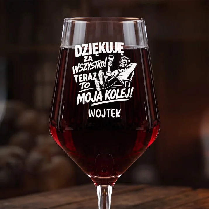 Mega Kieliszek Do Wina z Grawerem Na Pożegnanie W Pracy Prezent Dla Mężczyzny: Dziękuję Za Wszystko